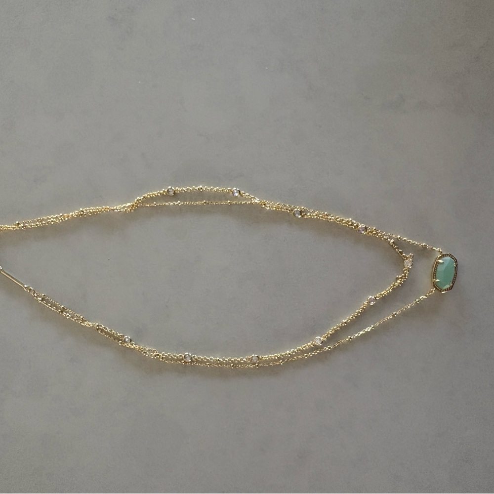 Kendra Scott - Gold Plated Necklace with Aqua Green Stone - Picture 2 of 5